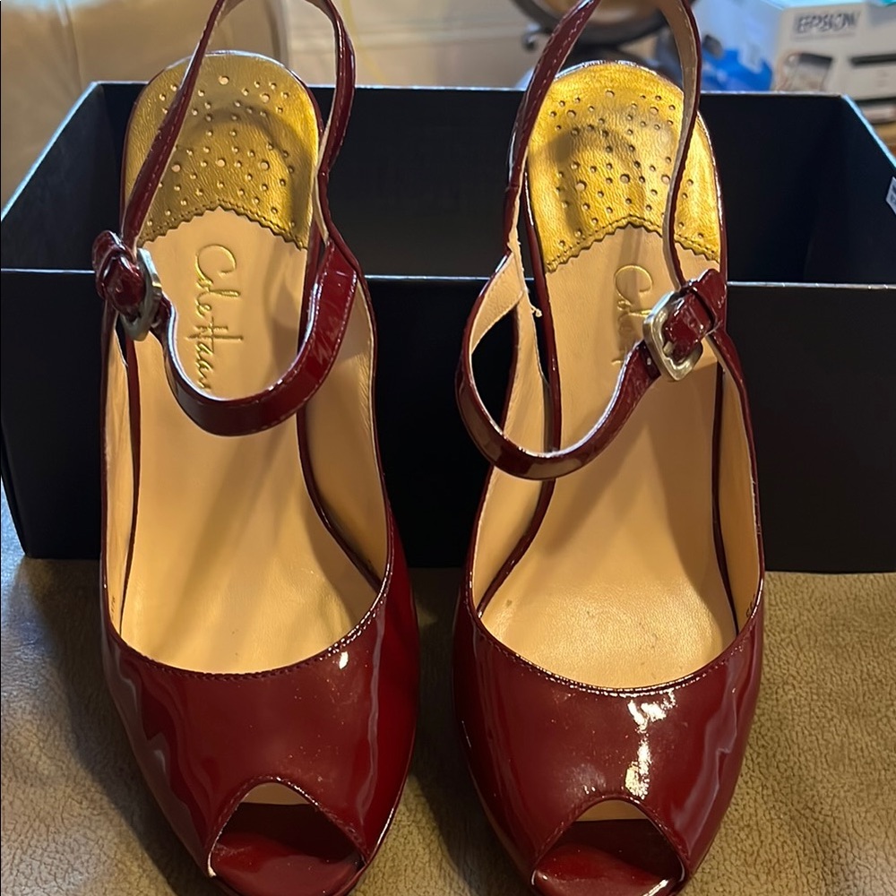 Chic Burgundy Peep-Toe Heels